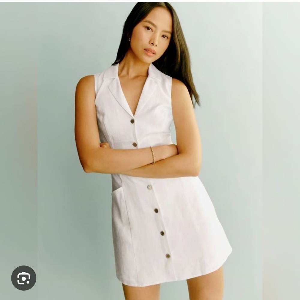 Reformation Cream Button-Down Dress